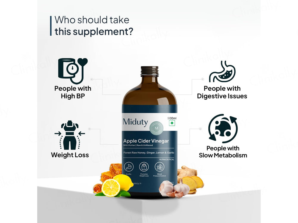 Miduty Apple Cider Vinegar With Mother - Raw & Unfiltered
