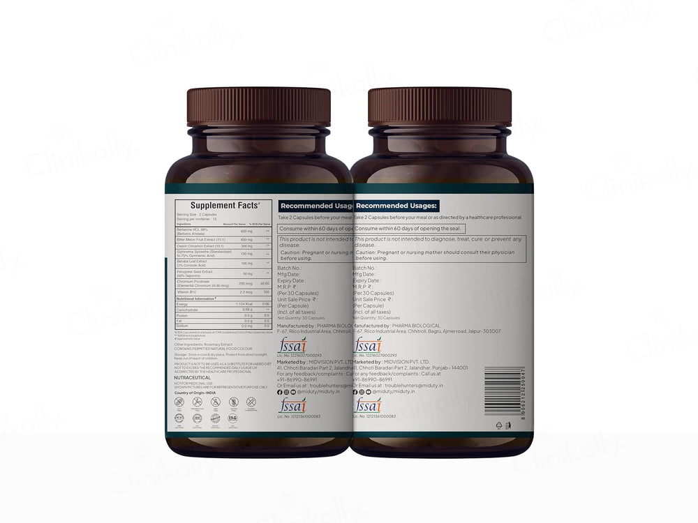 Miduty Berberine 98% Blood Sugar Control Formula Capsule