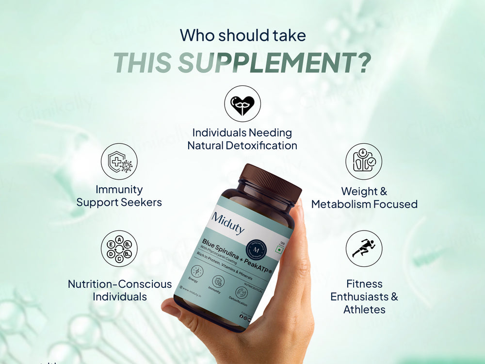 Miduty Blue Spirulina + PeakATP® With Phycocyanin Coating Tablet