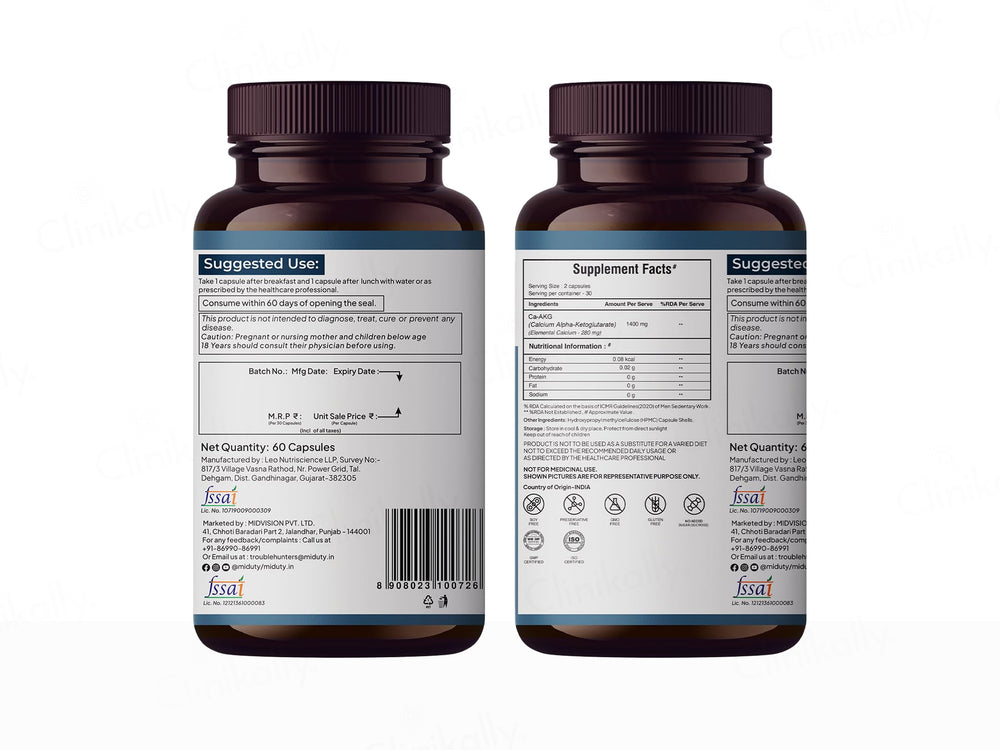 Miduty Calcium AKG Nutraceutical Veg Capsule