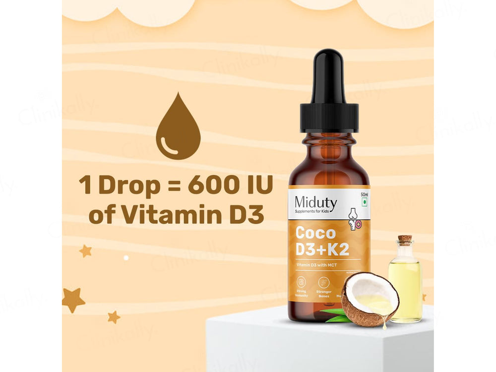 Miduty Coco D3 + K2 With MCT Nutraceutical Drop For Kids