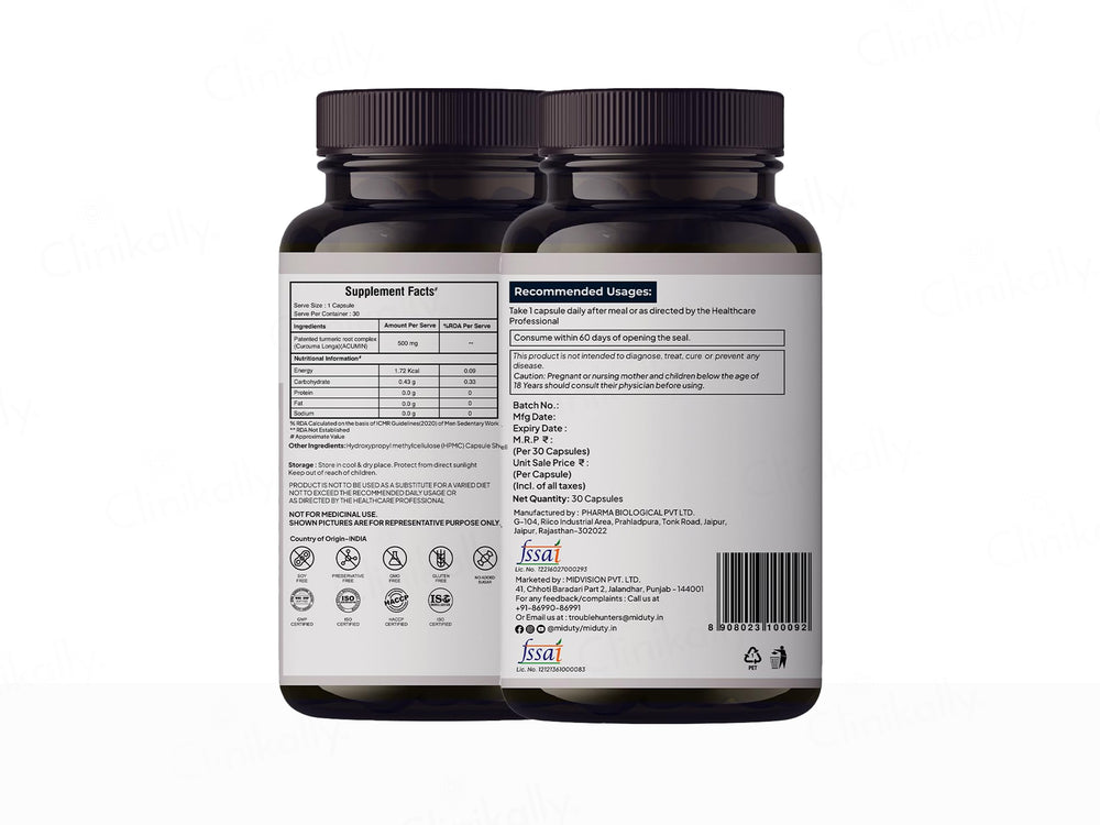 Miduty Complete Turmeric Matrix Nutraceutical Veg Capsule