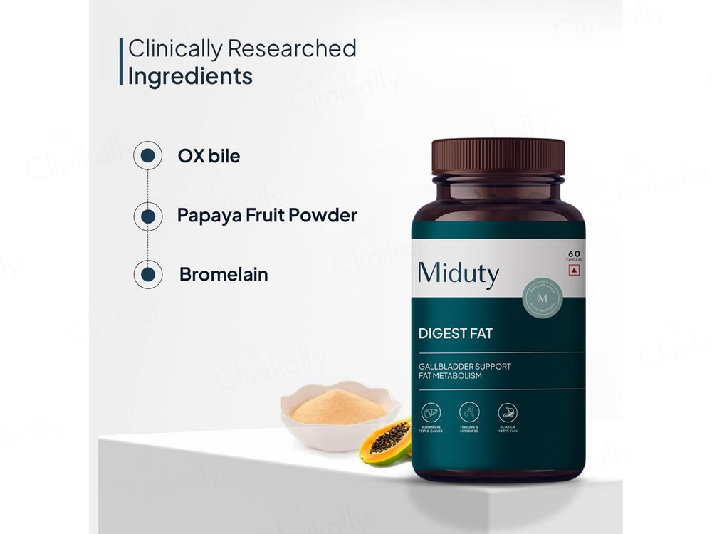 Miduty Digest Fat With Ox-Bile Enzymes Nutraceutical Veg Capsule