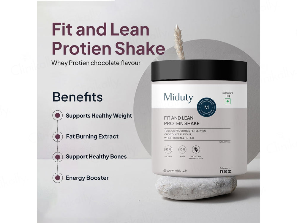 Miduty Fit & Lean Whey Protein Shake Nutraceutical Powder - Chocolate Flavour