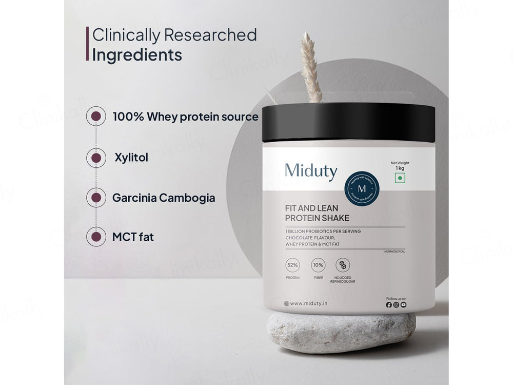Miduty Fit & Lean Whey Protein Shake Nutraceutical Powder - Chocolate Flavour