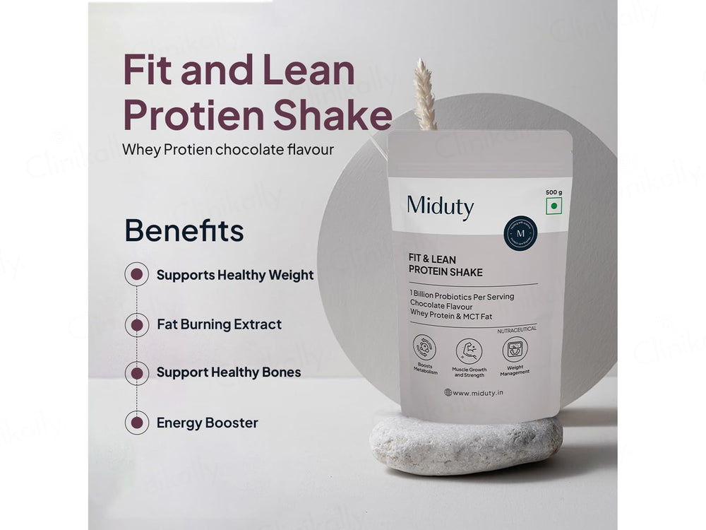 Miduty Fit & Lean Whey Protein Shake Nutraceutical Powder - Chocolate Flavour