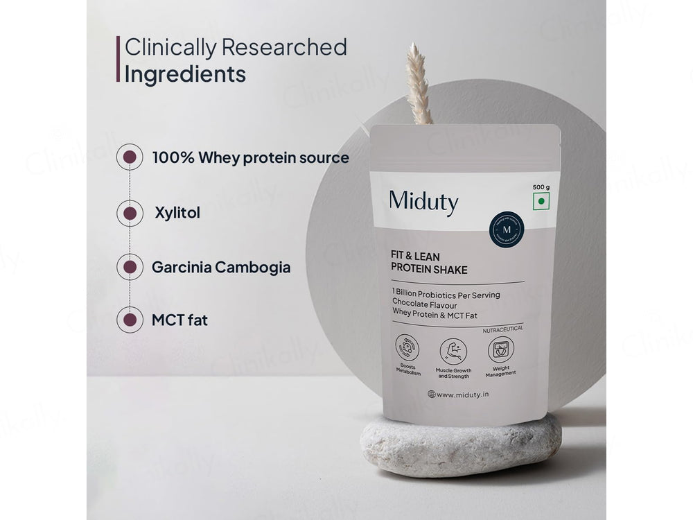 Miduty Fit & Lean Whey Protein Shake Nutraceutical Powder - Chocolate Flavour