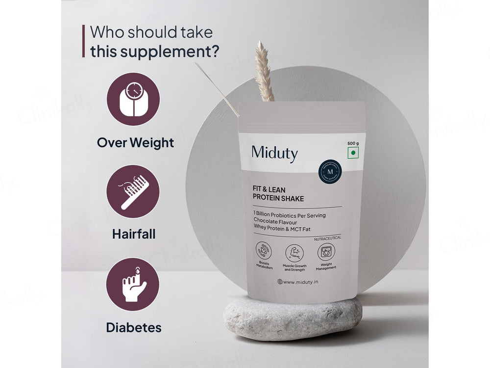 Miduty Fit & Lean Whey Protein Shake Nutraceutical Powder - Chocolate Flavour