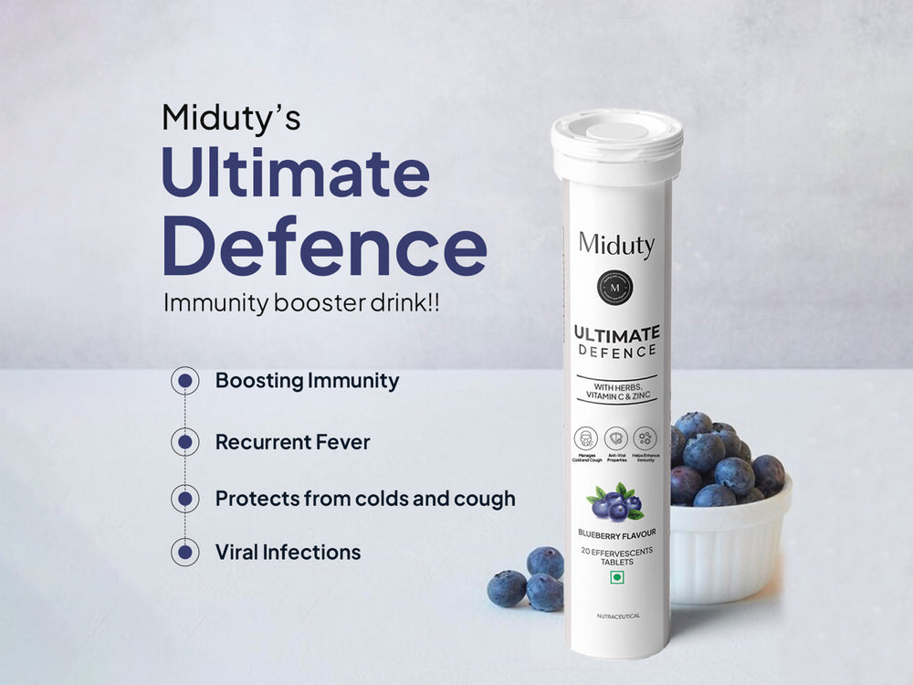 Miduty Ultimate Defence With Zinc, Vitamin C & Herbs Effervescent Tablet - Blueberry Flavour