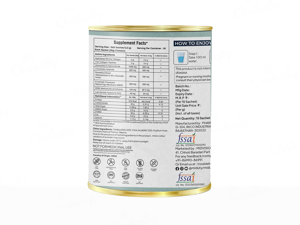 Miduty Joint Matrix Hydrolyzed Collagen Nutraceutical Powder