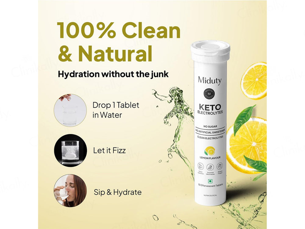 Miduty Keto Electrolytes Nutraceutical Effervescent Tablet - Lemon Flavour