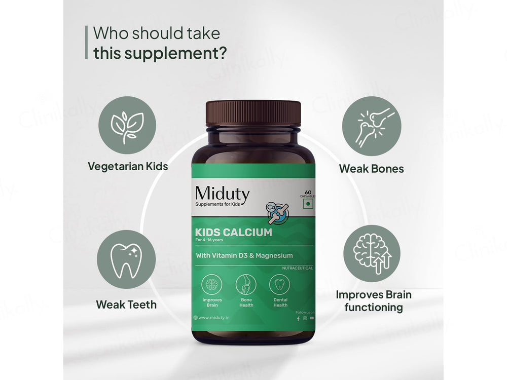 Miduty Kids Calcium Nutraceutical Chewable Tablet