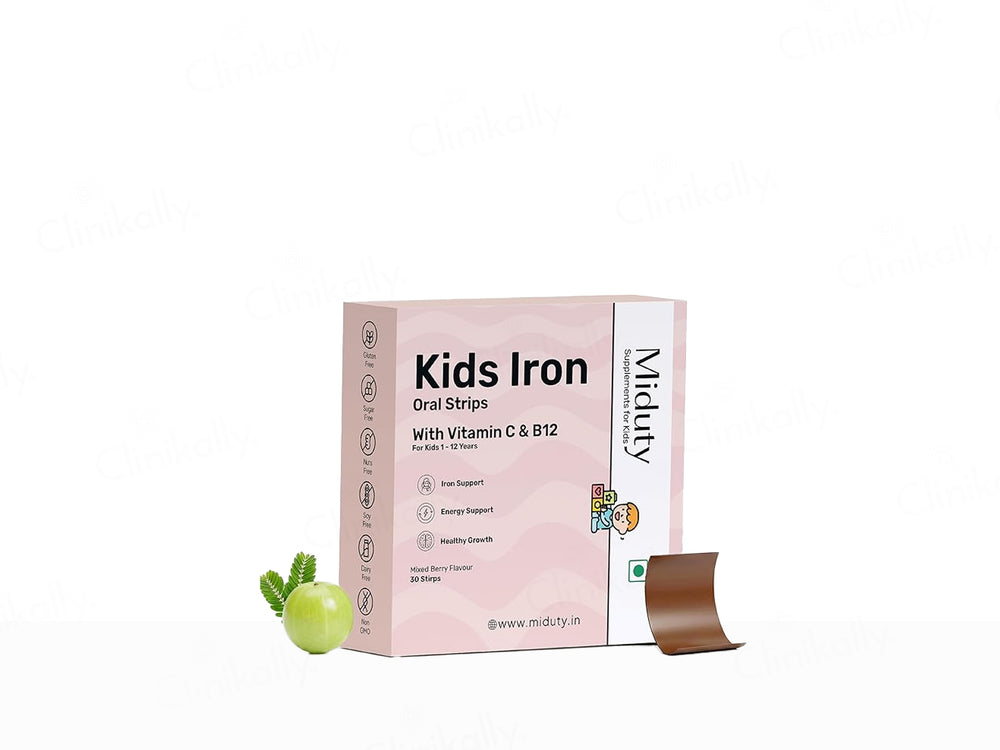 Miduty Kids Iron With Vitamin C & B12 Oral Strip - Mixed Berry Flavour