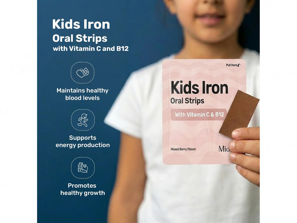 Miduty Kids Iron With Vitamin C & B12 Oral Strip - Mixed Berry Flavour