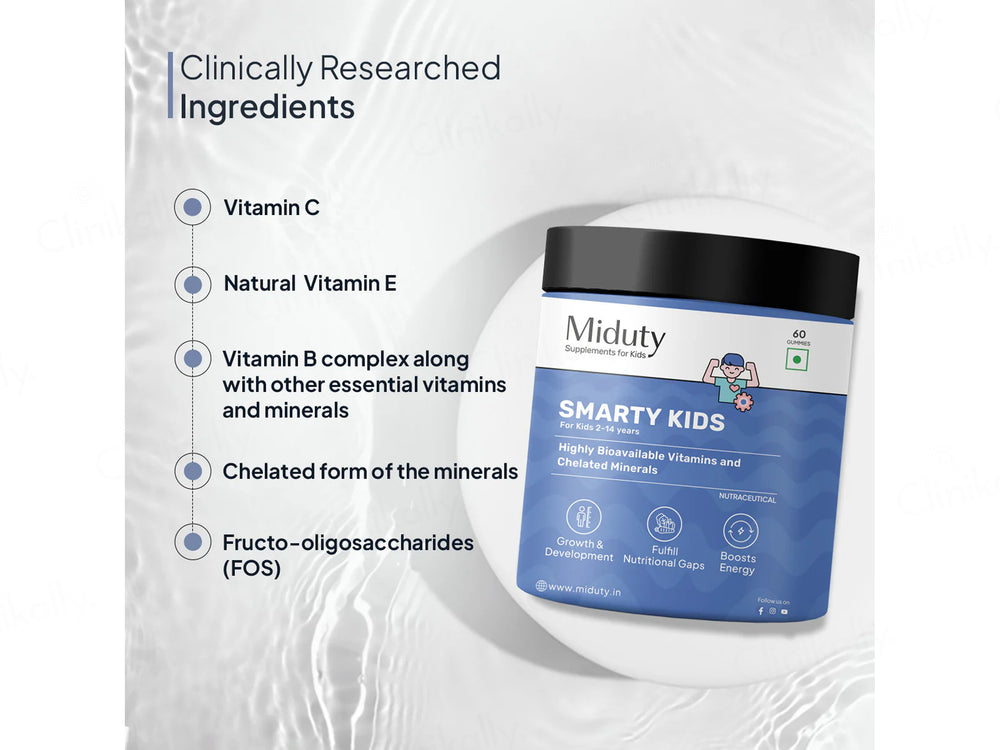 Miduty Smarty Kids Multivitamin Gummies For Kids 2-14 Years