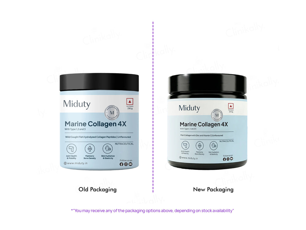 Miduty Type 1, 2 & 3 Hydrolyzed Marine Collagen 4X Peptides Powder - Unflavoured
