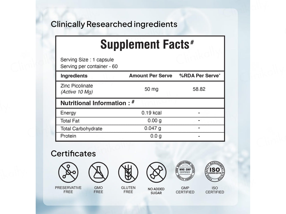 Miduty Zinc Picolinate Nutraceutical Veg Capsule