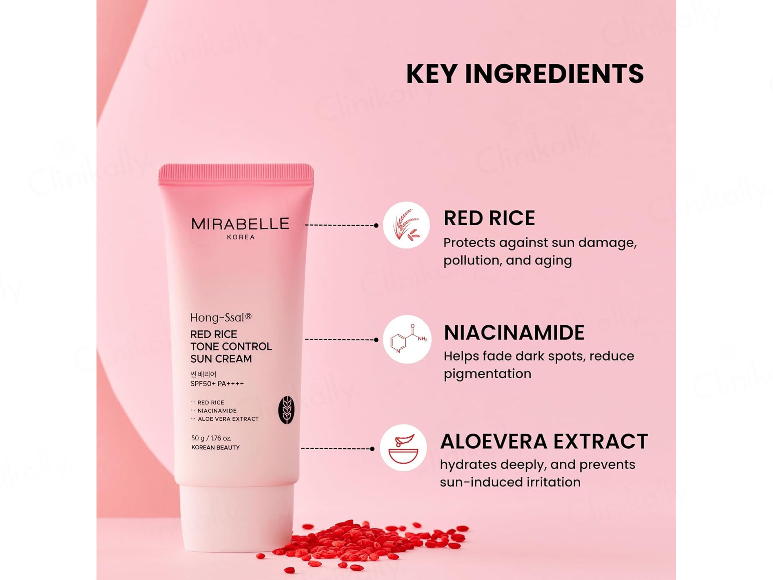 Mirabelle Korea Hong-Ssal Red Rice Tone Control Sun Cream SPF 50+ PA++++