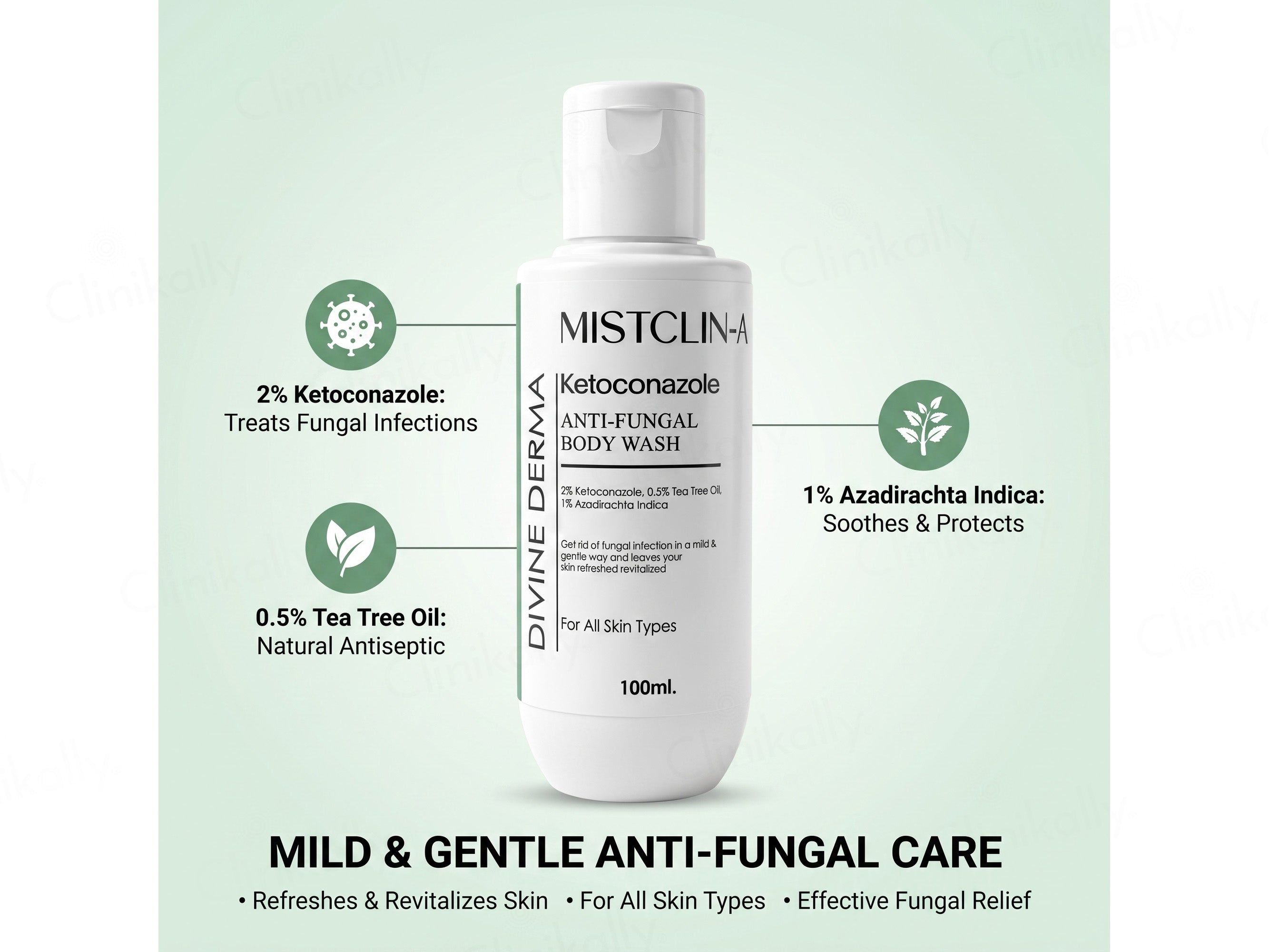 Mistclin-AF Ketoconazole Anti-Fungal Body Wash
