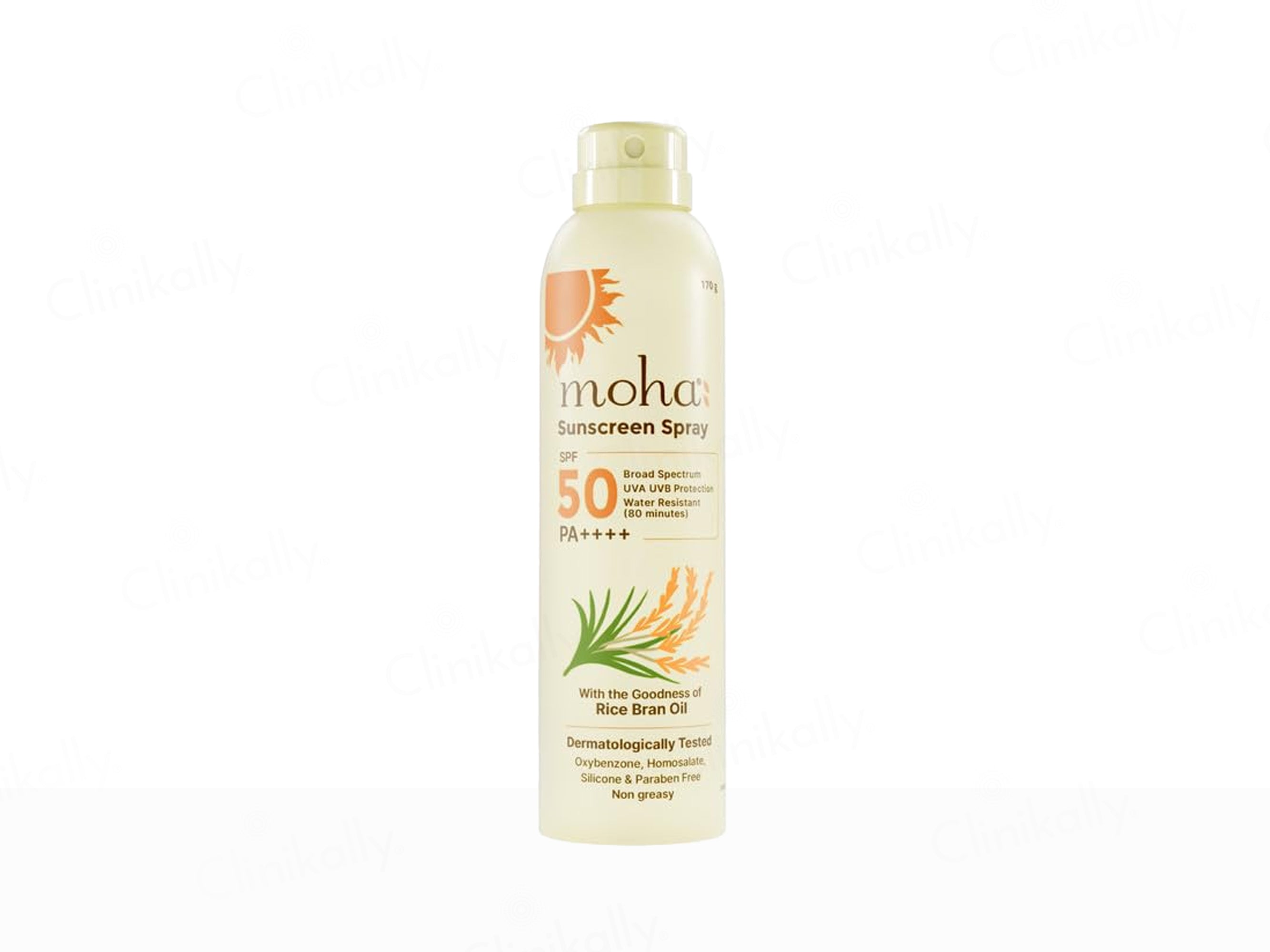 Moha: Rice Bran Oil Sunscreen Spray SPF 50 PA++++