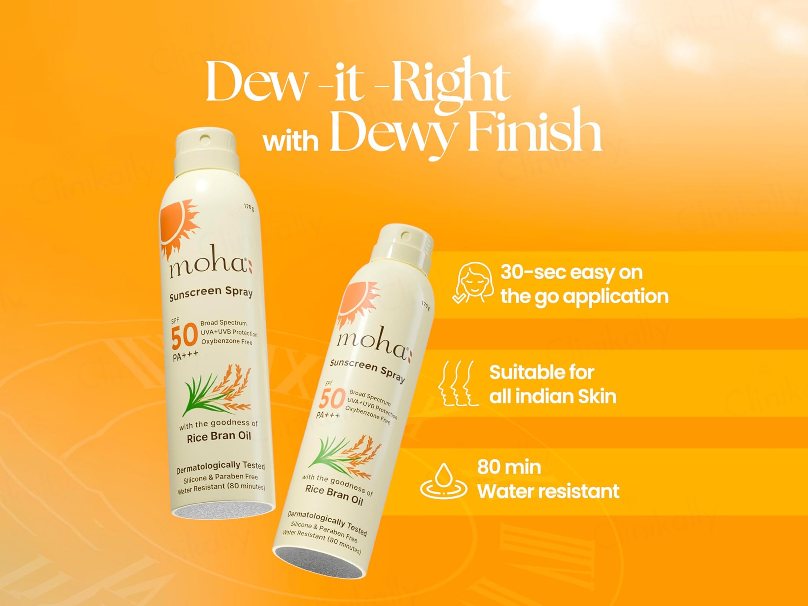 Moha: Rice Bran Oil Sunscreen Spray SPF 50 PA++++
