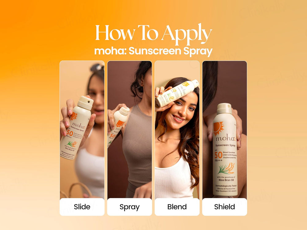 Moha: Rice Bran Oil Sunscreen Spray SPF 50 PA++++