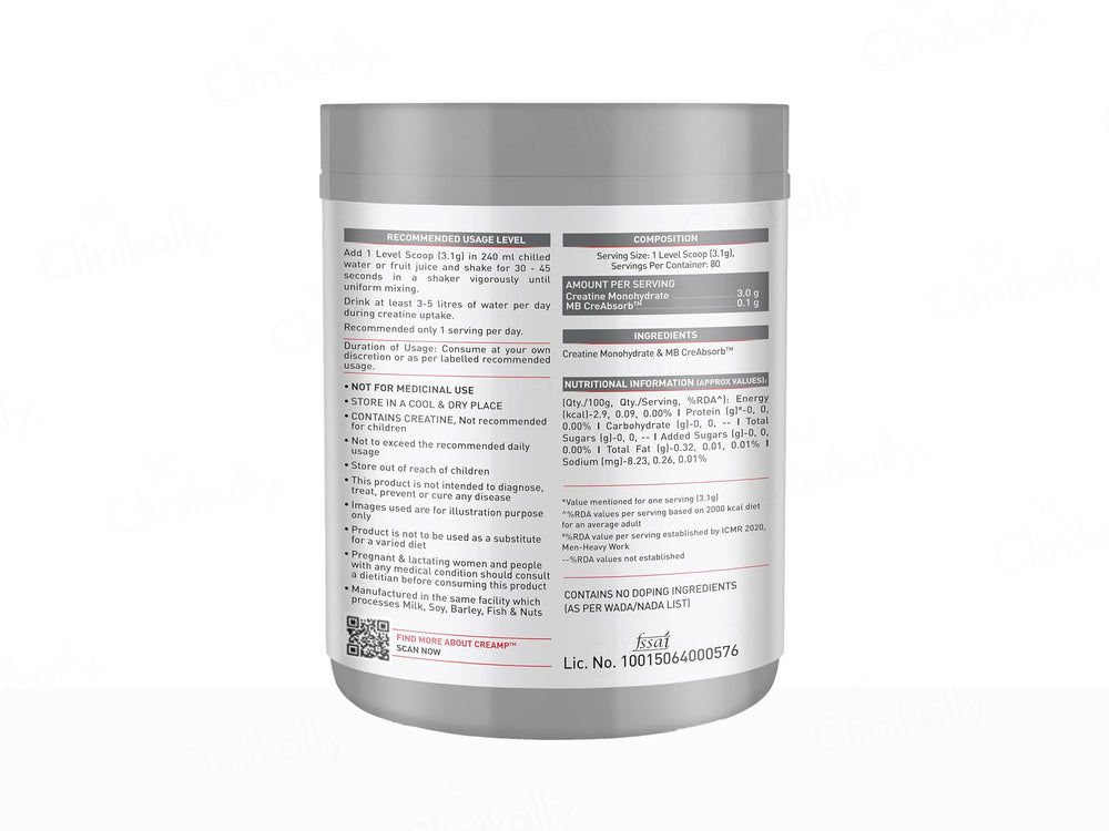 MuscleBlaze CreAMP Micronised Creatine Monohydrate Nutraceutical Powder - Unflavoured