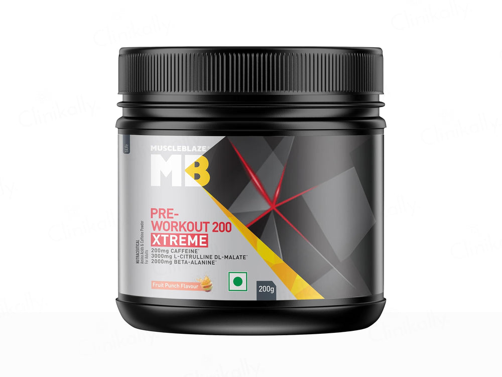 MuscleBlaze Pre-Workout 200 Xtreme Nutraceutical Powder - Fruit Punch Flavour