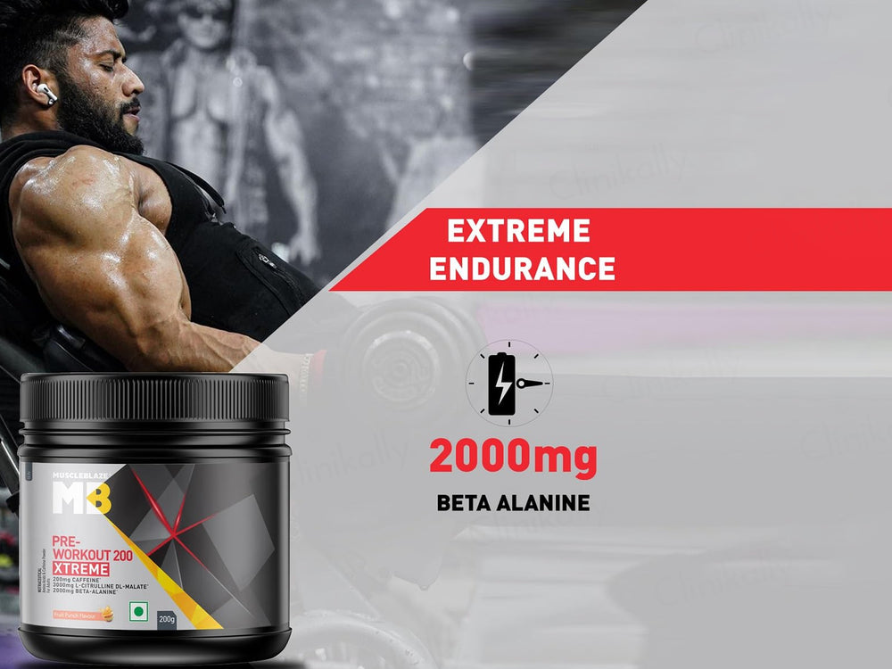 MuscleBlaze Pre-Workout 200 Xtreme Nutraceutical Powder - Fruit Punch Flavour
