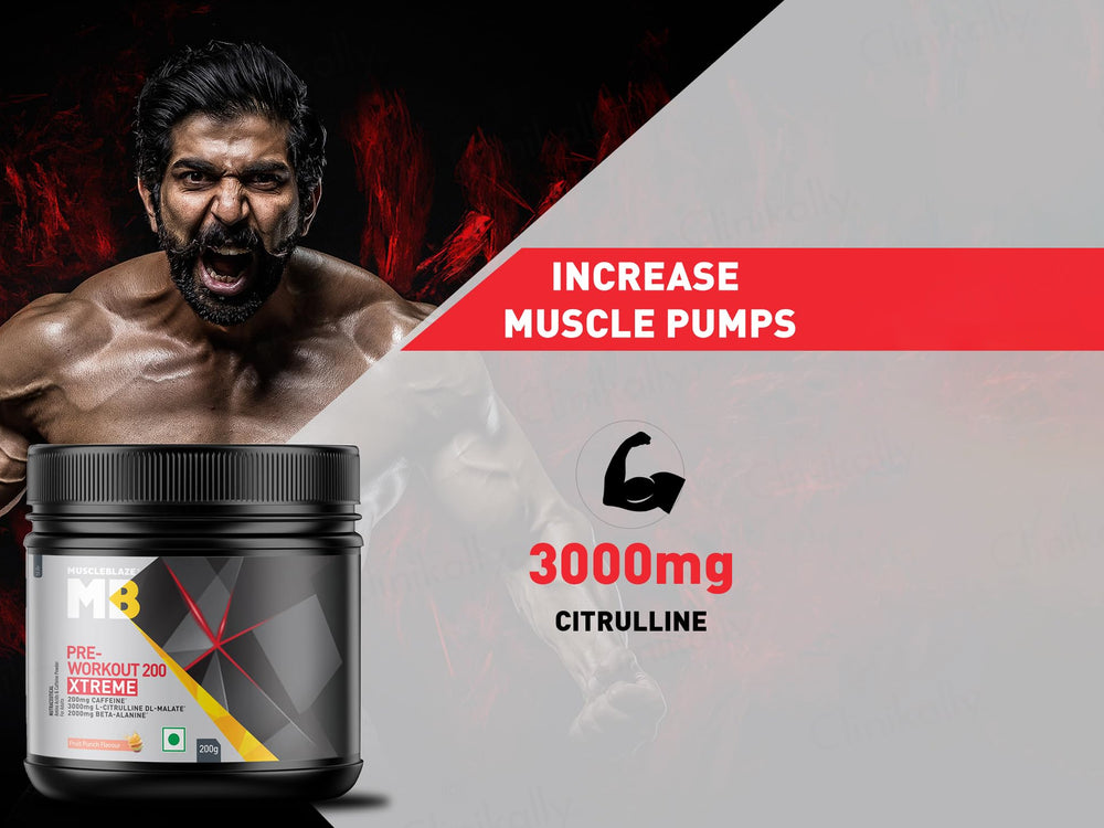 MuscleBlaze Pre-Workout 200 Xtreme Nutraceutical Powder - Fruit Punch Flavour