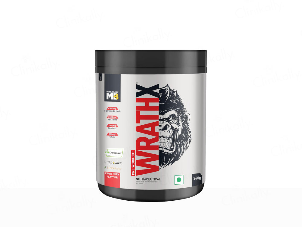 MuscleBlaze Pre-Workout Wrathx Nutraceutical Powder - Fruit Fury Flavour