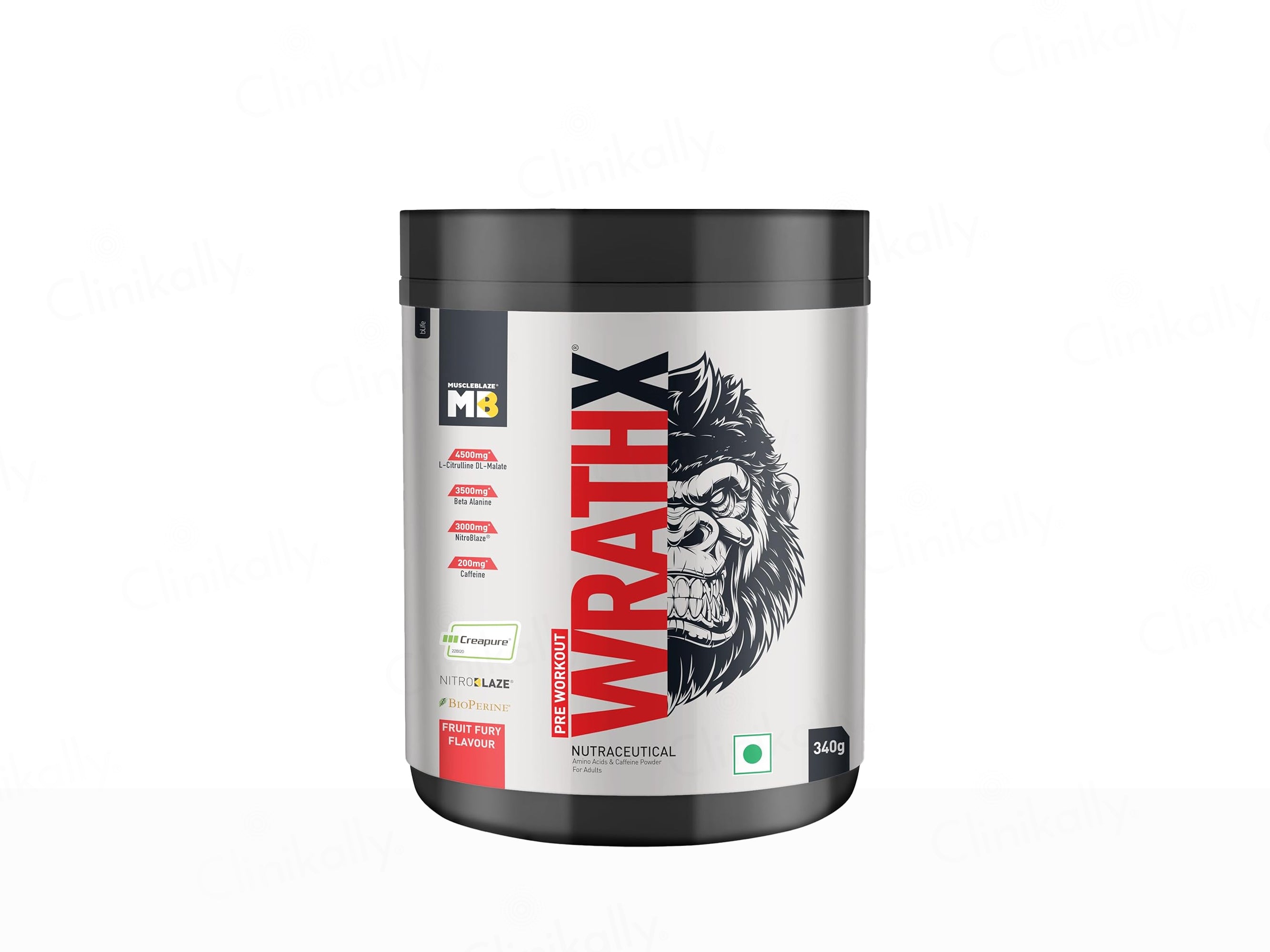 MuscleBlaze Pre-Workout Wrathx Nutraceutical Powder - Fruit Fury Flavour