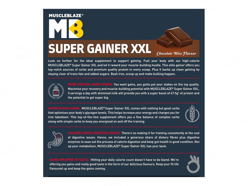 MuscleBlaze Super Gainer XXL Nutraceutical Powder - Chocolate Flavour