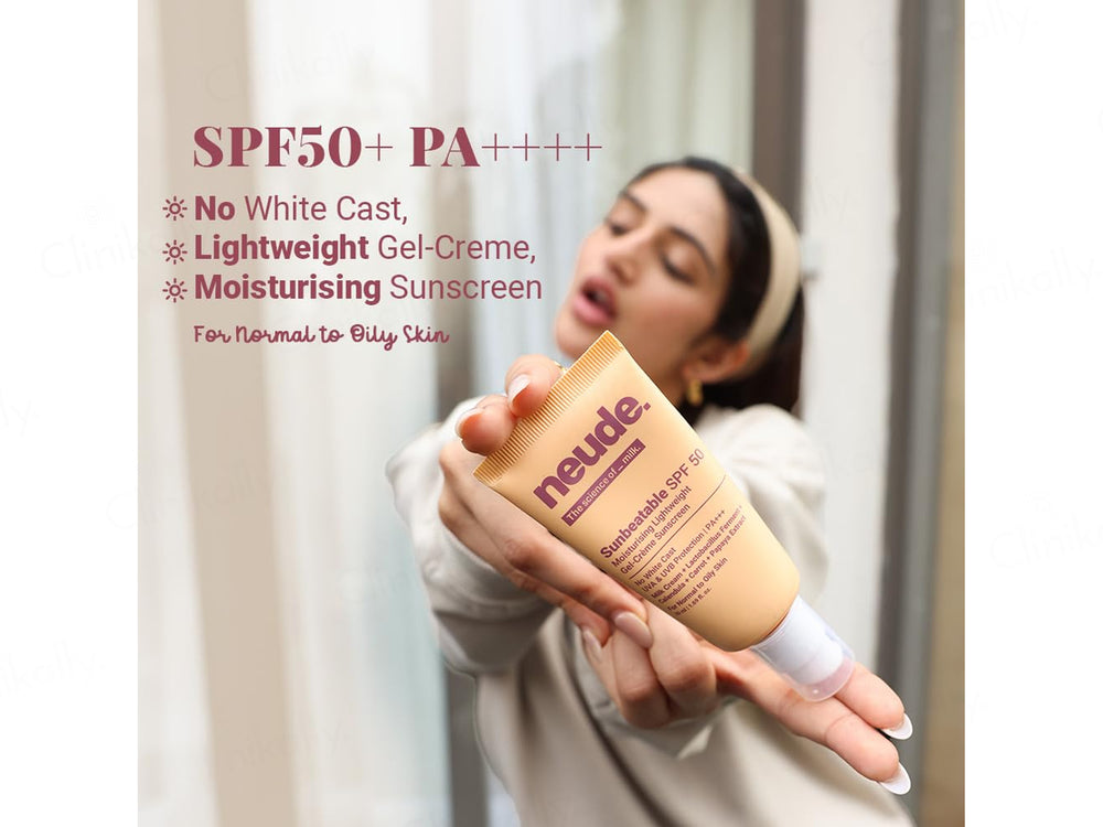 Neude Sunbeatable Moisturising Lightweight Gel-Creme Sunscreen SPF 50 PA+++