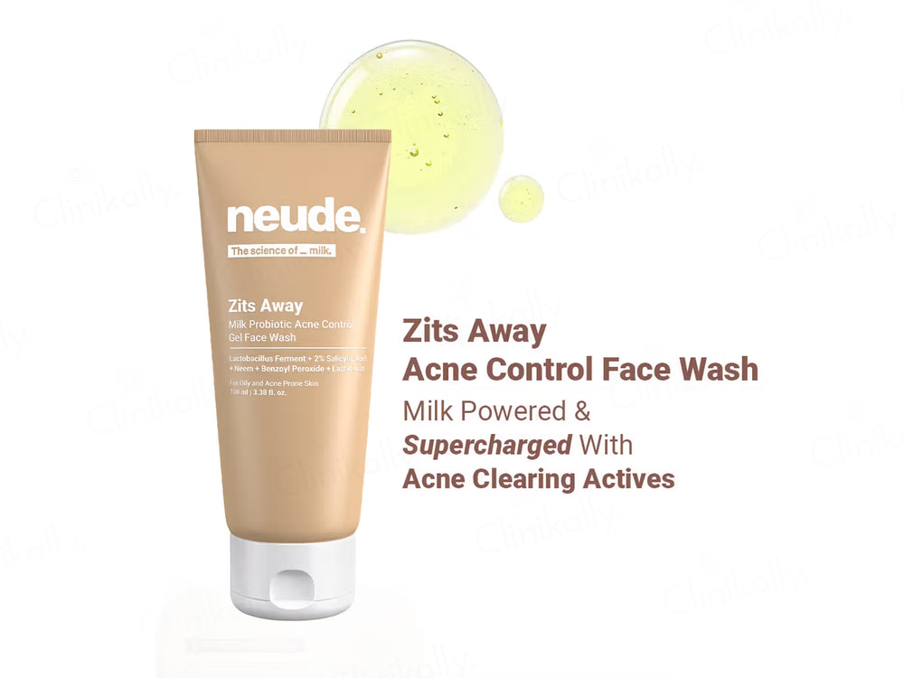 Neude Zits Away Milk Probiotic Acne Control Gel Face Wash