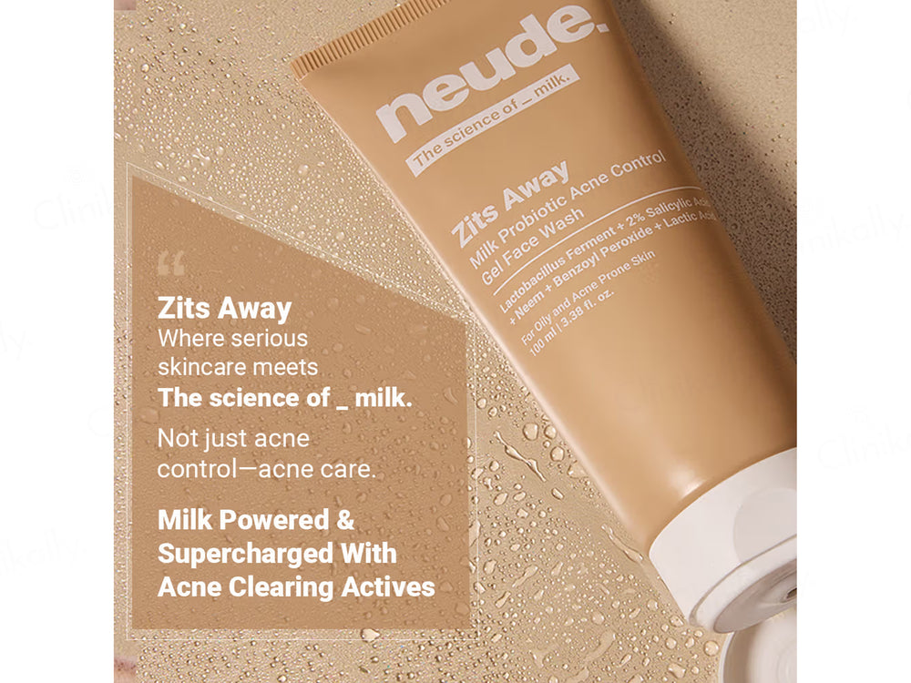 Neude Zits Away Milk Probiotic Acne Control Gel Face Wash