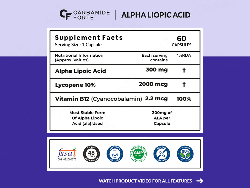Carbamide Forte Alpha Lipoic Acid 300mg Capsule