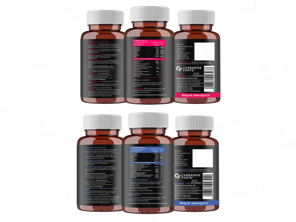 Carbamide Forte Night Time & Day Time Pro Fat Burner Capsule Kit Combo Pack