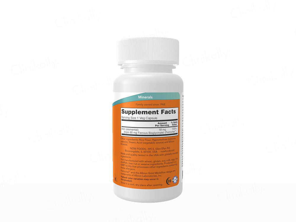 Now Foods Iron 18mg Dietary Supplement Veg Capsule