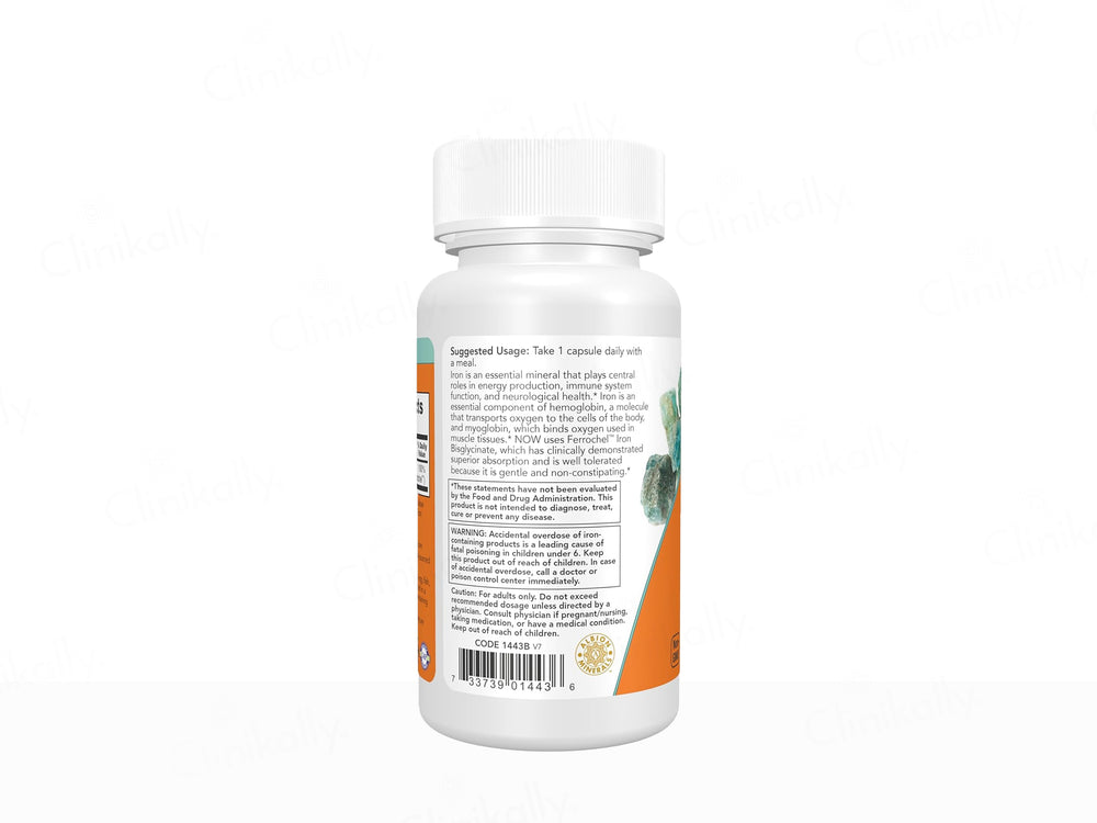 Now Foods Iron 18mg Dietary Supplement Veg Capsule