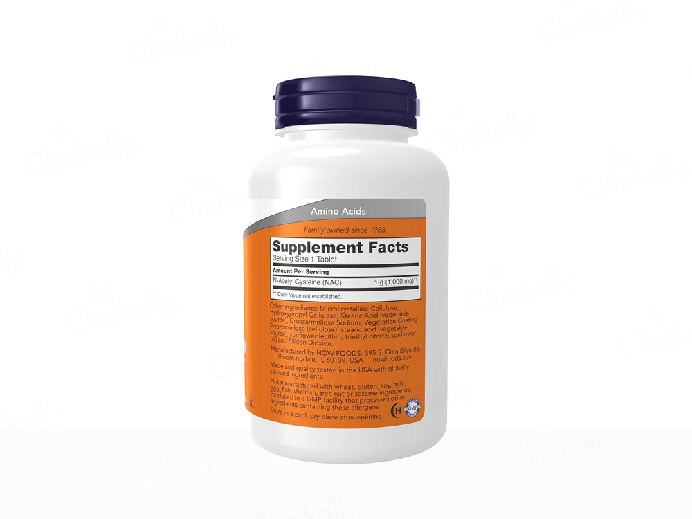 Now Foods NAC 1000mg Dietary Supplement Veg Tablet
