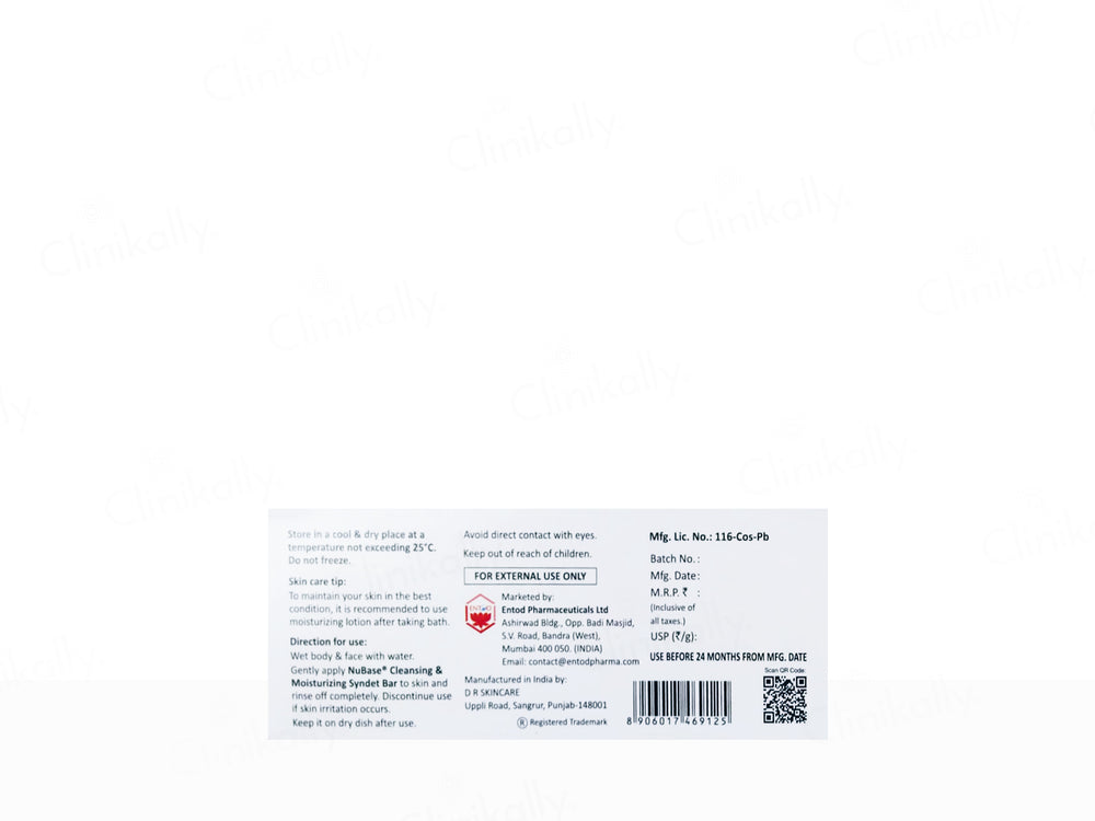 NuBase Cleansing & Moisturising Syndet Bar For Dry & Sensitive Skin