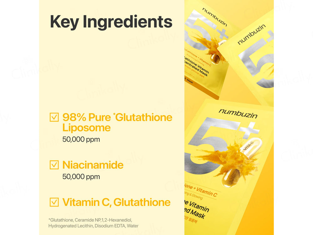 Numbuzin No.5+ Glutathione + Vitamin C Brightening & Glowing Concentrated Face Mask