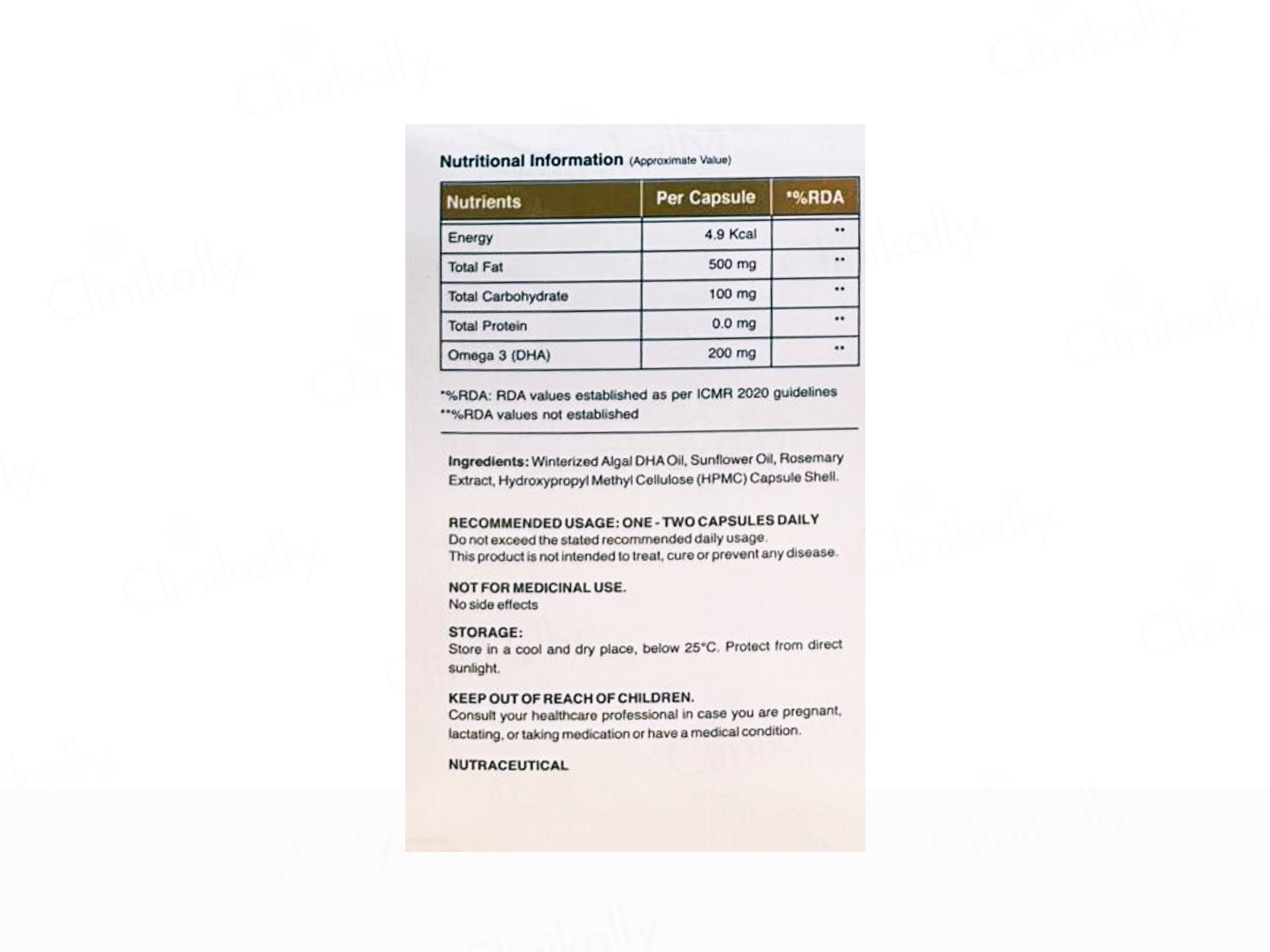 Nusaude Veg Omega 3 Nutraceutical Liquid Filled Capsule