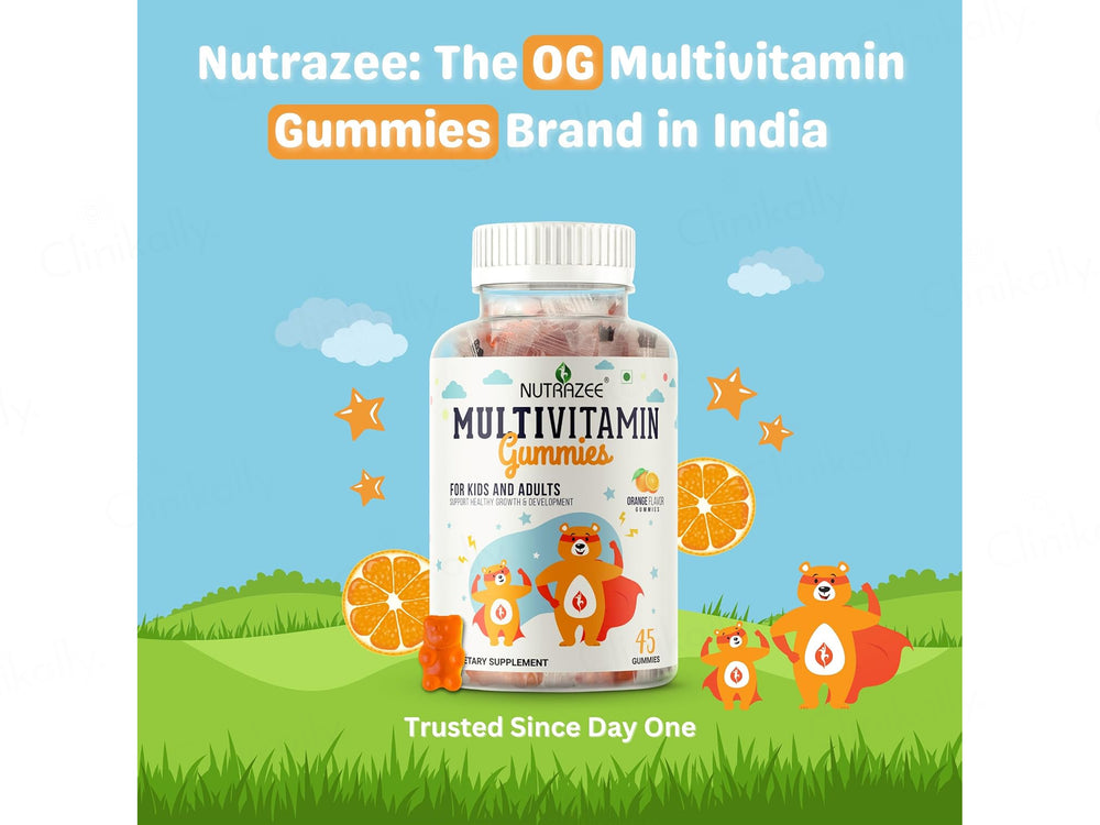 Nutrazee Multivitamin Gummies for Kids & Adults - Orange Flavour
