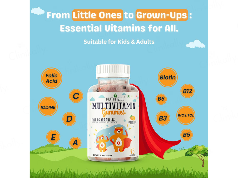 Nutrazee Multivitamin Gummies for Kids & Adults - Orange Flavour