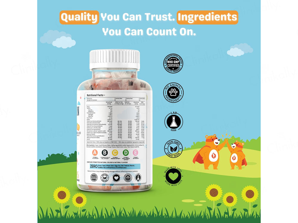 Nutrazee Multivitamin Gummies for Kids & Adults - Orange Flavour