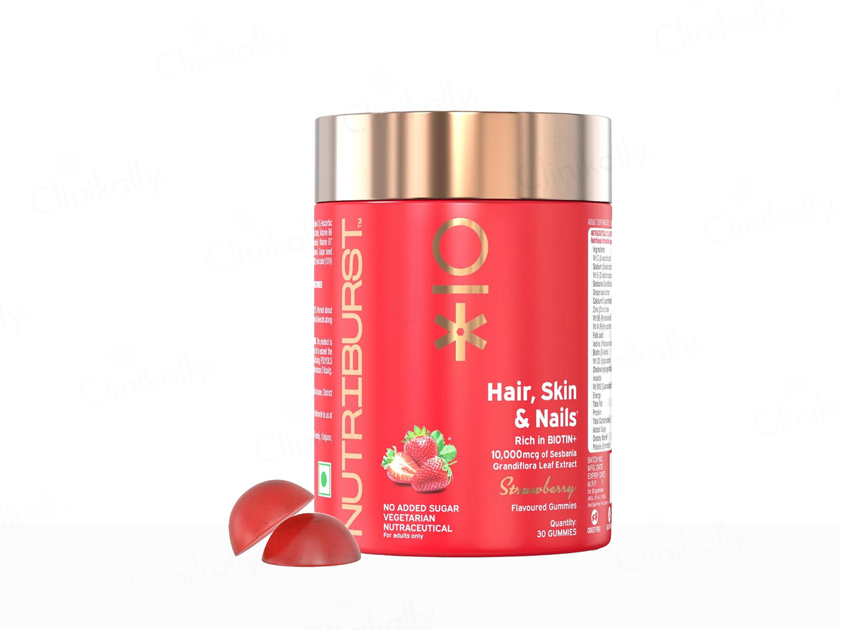 Nutriburst Hair, Skin & Nails Biotin Nutraceutical Gummies - Strawberry Flavour