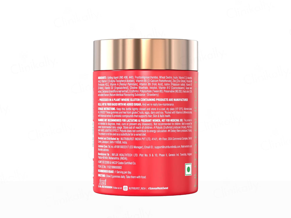 Nutriburst Hair, Skin & Nails Biotin Nutraceutical Gummies - Strawberry Flavour