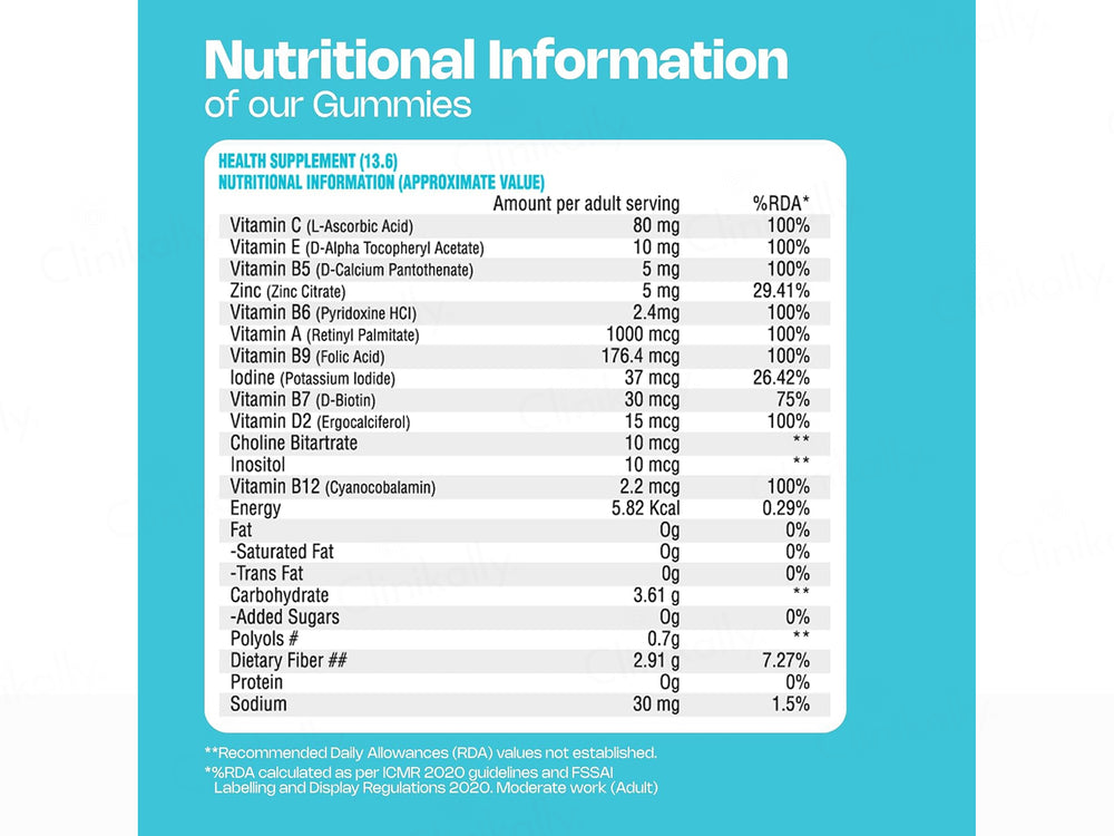 Nutriburst Health & Vitality Multivitamin Health Supplement Gummies - Mixed Berry Flavour